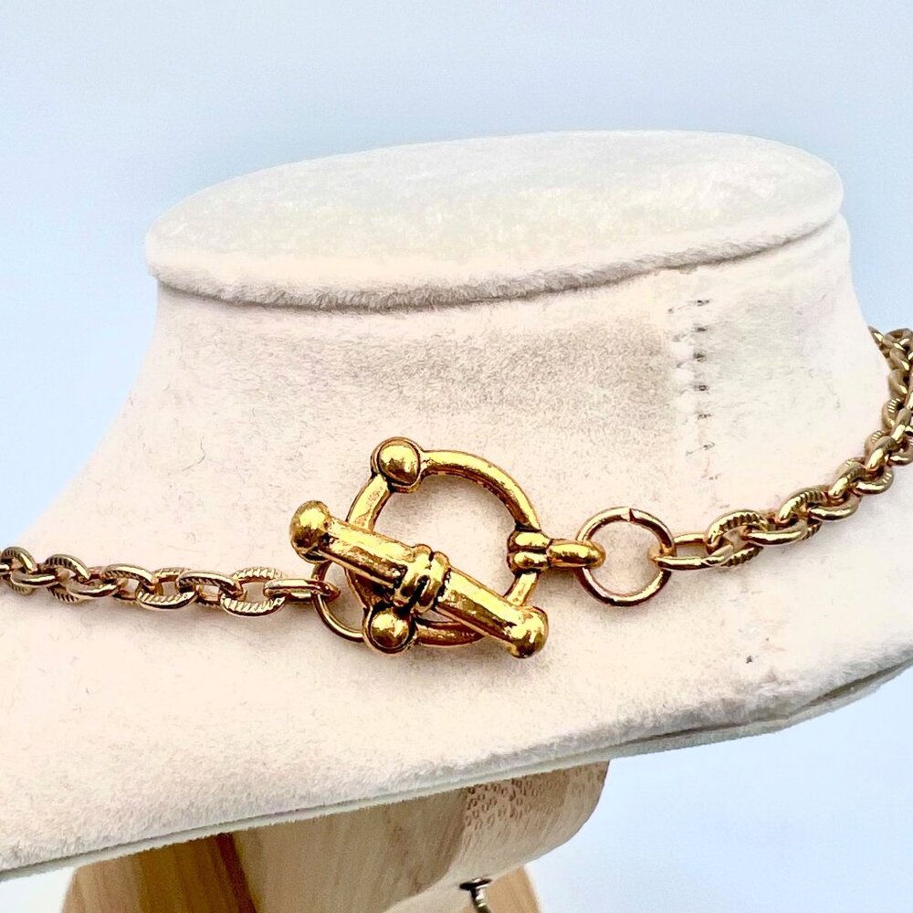 Art Glass Beaded Necklace Green Statement Pendant Toggle Clasp - Picture 5 of 10